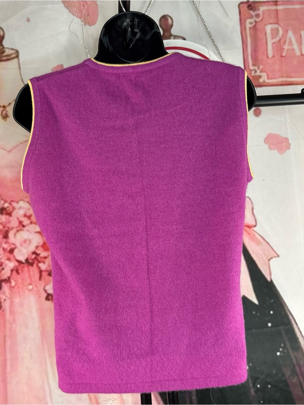 Portolano Purple Tank with Yellow Trim Sz L (cashmere) - Picture 6 of 8